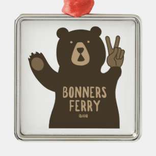 Bonners Ferry Idaho Peace Bear Metal Tree Decoration