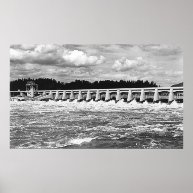 Bonneville Dam View of Main Spillway Photograph Poster (Front)