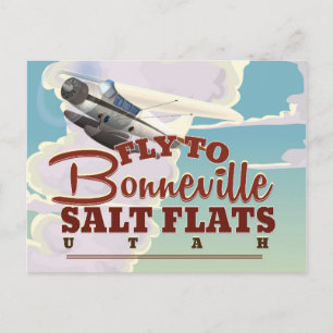 Bonneville Salt Flat Utah vintage travel poster Postcard