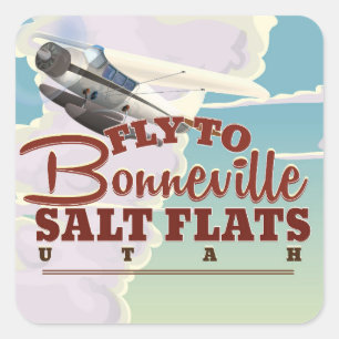 Bonneville Salt Flat Utah vintage travel poster Square Sticker