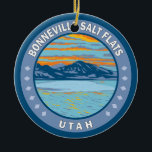 Bonneville Salt Flats Utah Travel Art Vintage Ceramic Tree Decoration<br><div class="desc">Bonneville Salt Flats vector artwork design. They are a densely packed salt pan in Tooele County in northwestern Utah.</div>