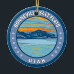 Bonneville Salt Flats Utah Travel Art Vintage Ceramic Tree Decoration<br><div class="desc">Bonneville Salt Flats vector artwork design. They are a densely packed salt pan in Tooele County in northwestern Utah.</div>