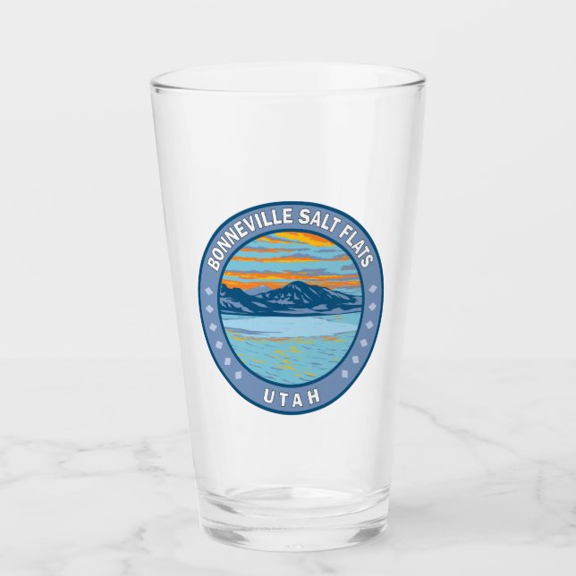 Bonneville Salt Flats Utah Travel Art Vintage Glass (Front)
