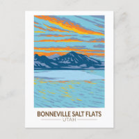 Bonneville Salt Flats Utah Travel Art Vintage
