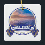 Bonneville Salt Flats Utah Travel Badge Ceramic Ornament<br><div class="desc">Bonneville Salt Flats photorealistic design. They are a densely packed salt pan in Tooele County in northwestern Utah.</div>