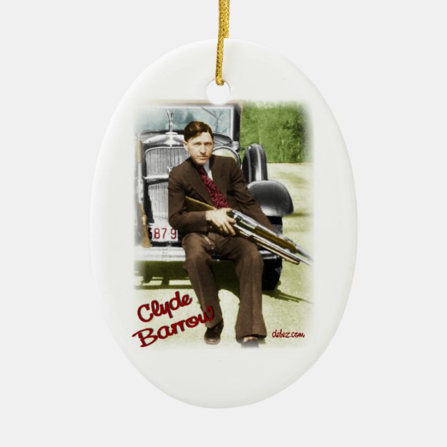 Bonnie & Clyde Ceramic Tree Decoration (Front)