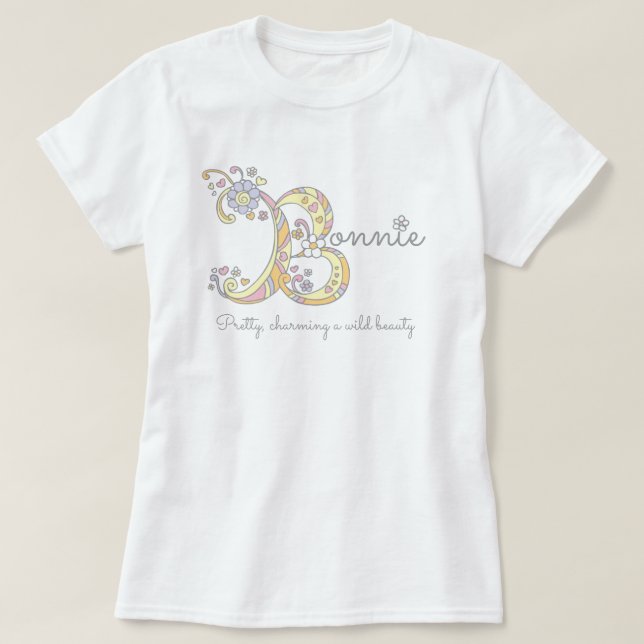 Bonnie girls B name meaning monogram tee (Design Front)