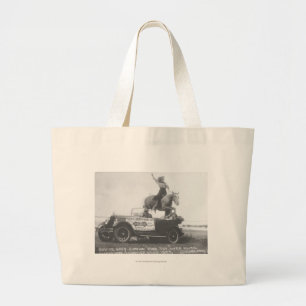 Bonnie Grey jumping her horse. Large Tote Bag