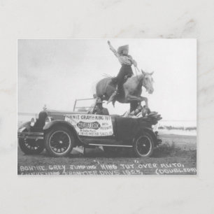 Bonnie Grey jumping her horse. Postcard