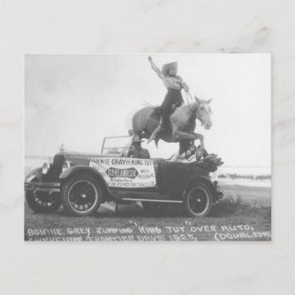 Bonnie Grey jumping her horse. Postcard