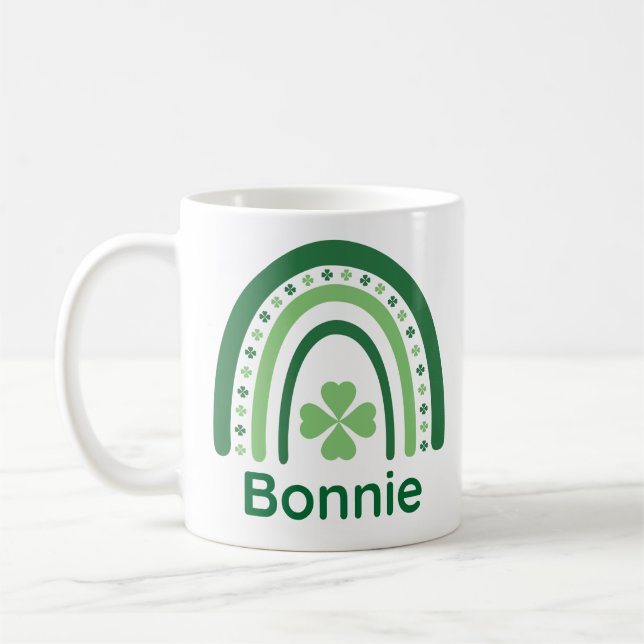 Bonnie Name Clover Boho Rainbow Coffee Mug (Left)
