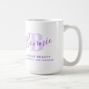 Bonnie name meaning monogram B purple text Coffee Mug