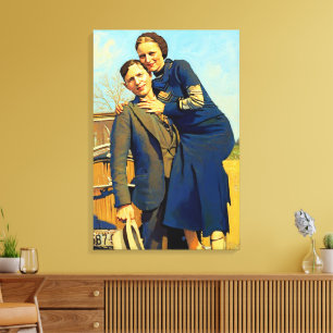 Bonnie Parker Clyde Barrow 1933 Faux Painting Canvas Print