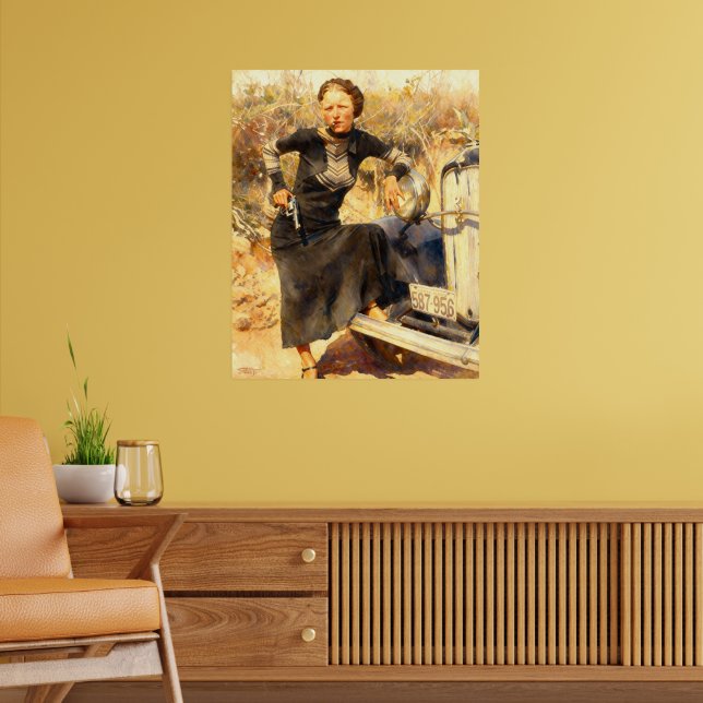 Bonnie Parker Smoking A Cigar 1933 AI Painting Poster (Living Room 2)