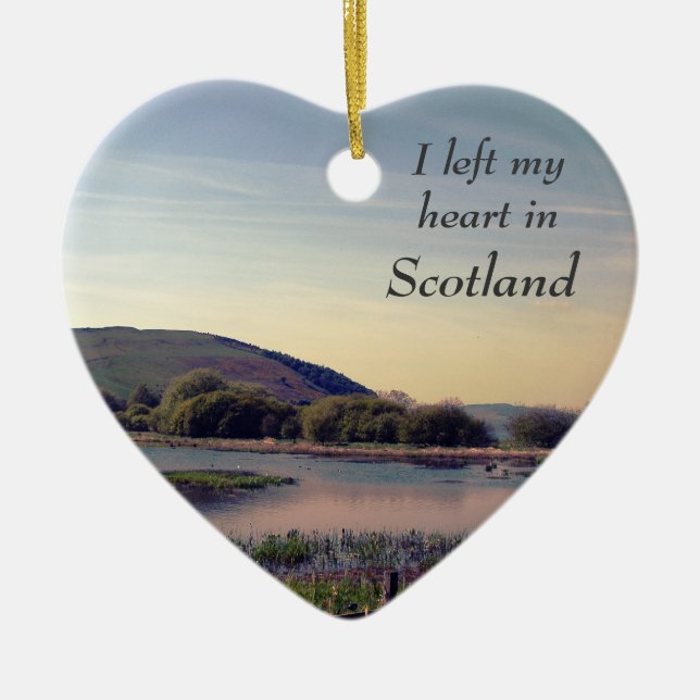 Bonnie Scotland -- Scottish Loch View Ceramic Tree Decoration (Front)