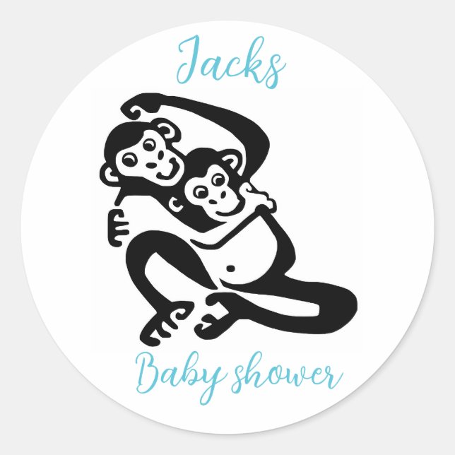 BONOBO - Animal - Baby shower - Personalise Classic Round Sticker (Front)