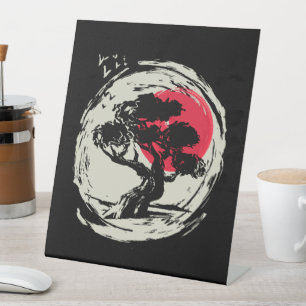 Bonsai Art Japanese Sunset Pedestal Sign