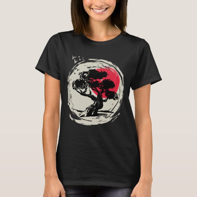 Bonsai Art Japanese Sunset T-Shirt (Front)