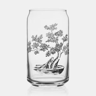 Bonsai - Chinese Style - black and white Can Glass