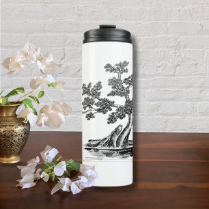 Bonsai - Chinese Style - black and white Thermal Tumbler