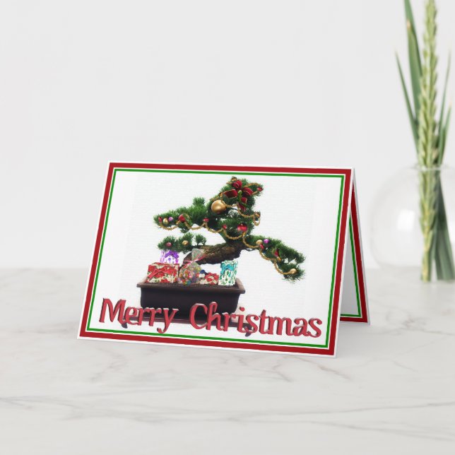 Bonsai Christmas Tree Holiday Card (Front)
