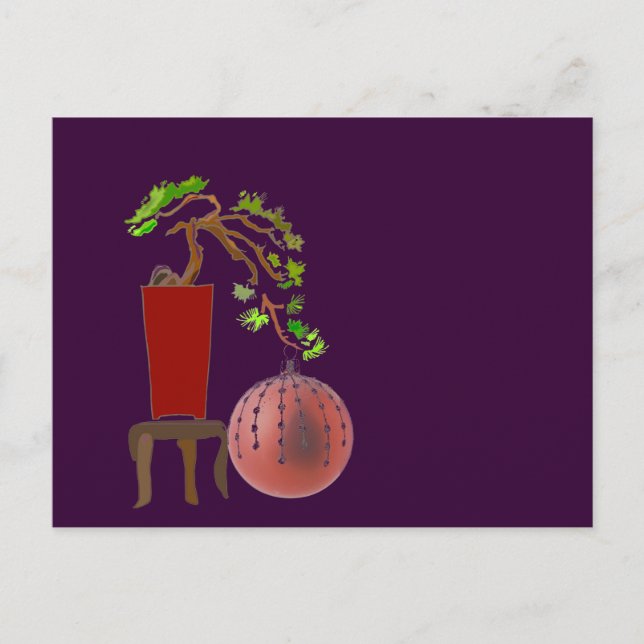 Bonsai Christmas Tree Holiday Postcard (Front)