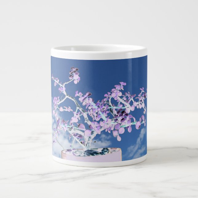 Bonsai inverted purple white against sky portulaca large coffee mug (Front)