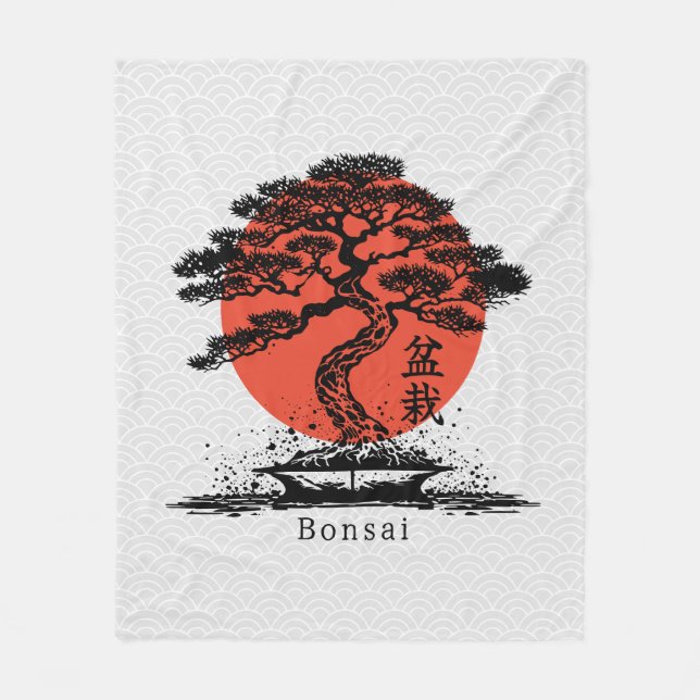 Bonsai Japanese Personalised Text Fleece Blanket (Front)