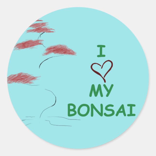 Bonsai love classic round sticker (Front)