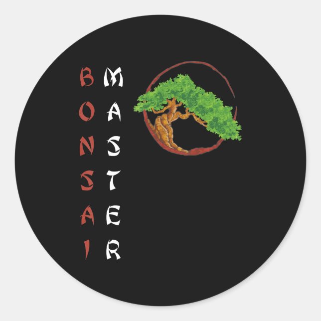bonsai master sunrise miniature tree plants trees classic round sticker (Front)