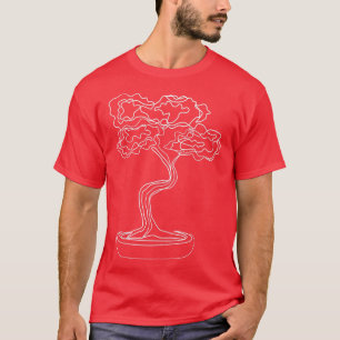 Bonsai Motif Hand Drawn Tree Zen Line Art Drawing  T-Shirt