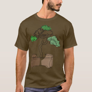 Bonsai Motif Hand Drawn Tree Zen Line Art Drawing  T-Shirt