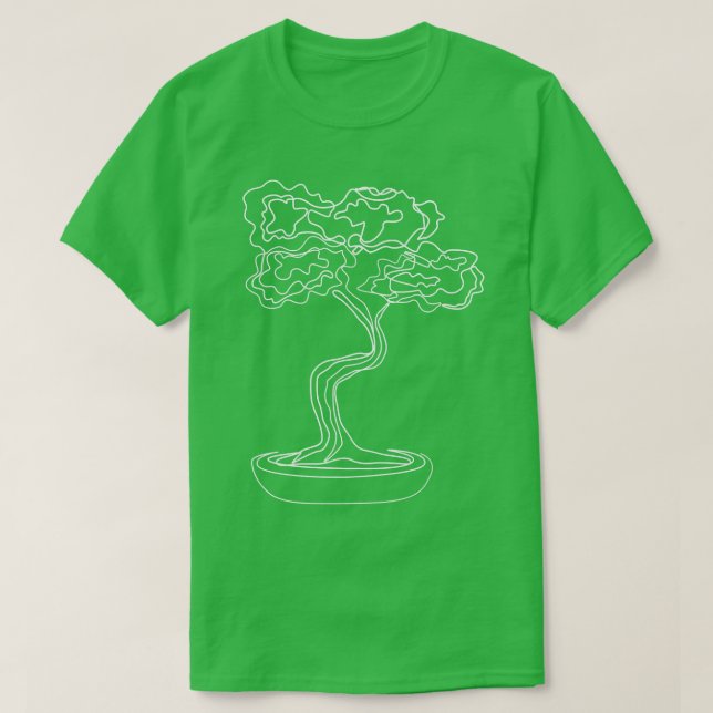 Bonsai Motif Hand Drawn Tree Zen Line Art Drawing  T-Shirt (Design Front)