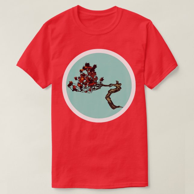 Bonsai Red on Green T-Shirt (Design Front)