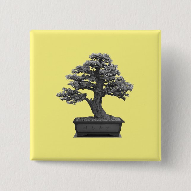 bonsai tree 15 cm square badge (Front)