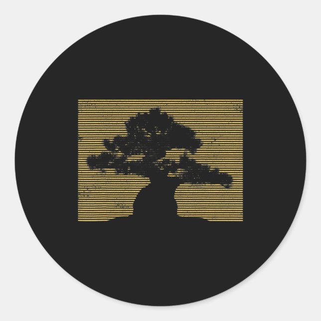 bonsai tree art classic round sticker (Front)