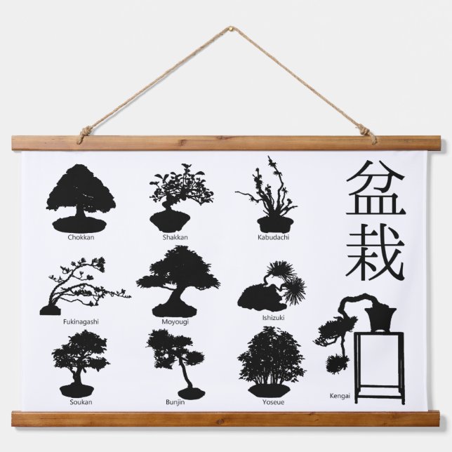 Bonsai Tree Basic Styles 10 Hanging Tapestry (Front)