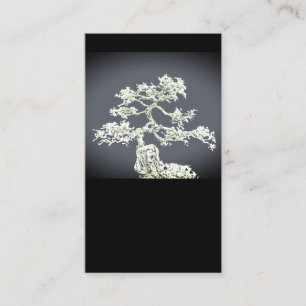 bonsai tree bold artistic nature art on black business card