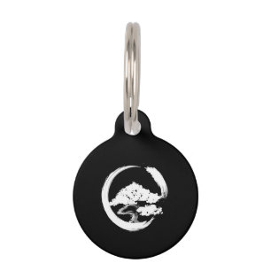 bonsai tree calligraphy circle japanese garden pet tag