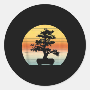 bonsai tree design japanese bonsai tree sun classic round sticker