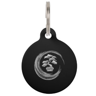 bonsai tree enso circle  buddhist zen calligraphy pet tag