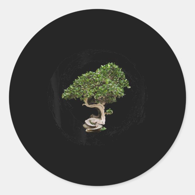 bonsai tree enso circle calligraphy zen classic round sticker (Front)