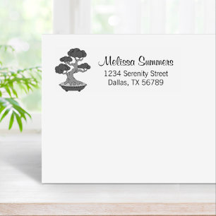 Bonsai Tree in a Tray Address, Etched Rubber Stamp