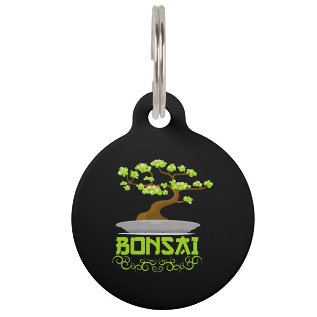 Bonsai Tree Japanese Kanji Pet Tag (Front)