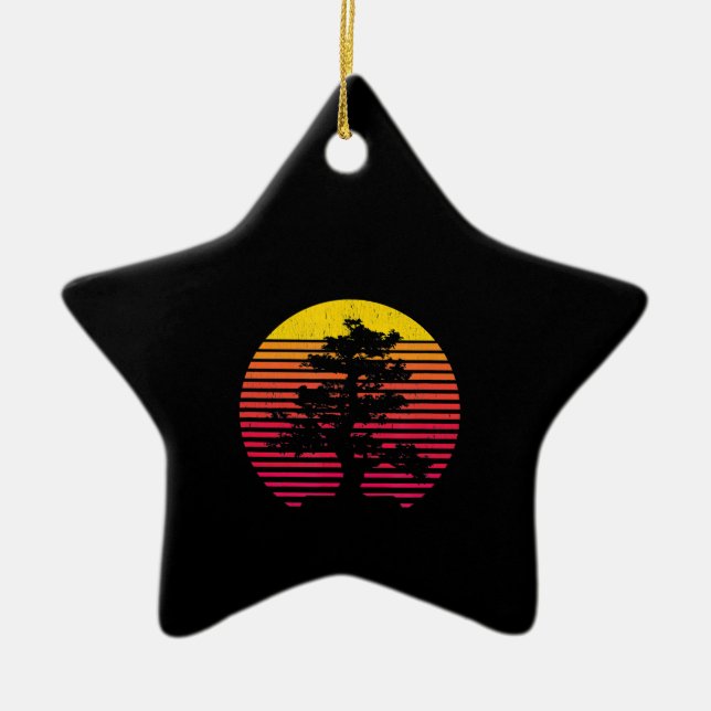 Bonsai Tree Japanese Zen Buddhist Tree  Sunset Ceramic Tree Decoration (Front)