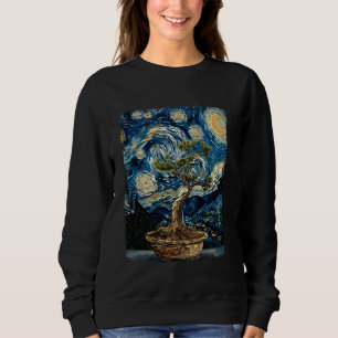 Bonsai Tree Japanese Zen Starry Night Painting Sweatshirt