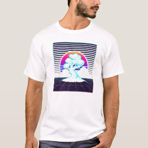 Bonsai Tree Japanese Zen Synthwave Sun Vaporwave A T-Shirt