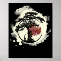 Bonsai Tree Japanese Zen Yin Yang Buddhist Circle