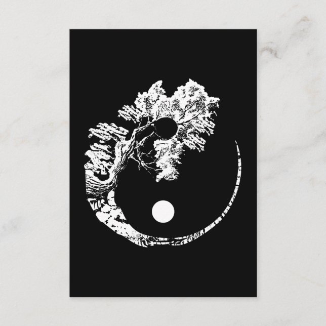 Bonsai Tree Print Zen Spirit Yin Yang Japanese Enclosure Card (Front)