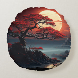 Bonsai Tree  Round Cushion